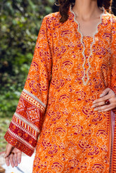 CLEMENTINE - Peach Printed Unstitched Suit 3 Pc - 3184